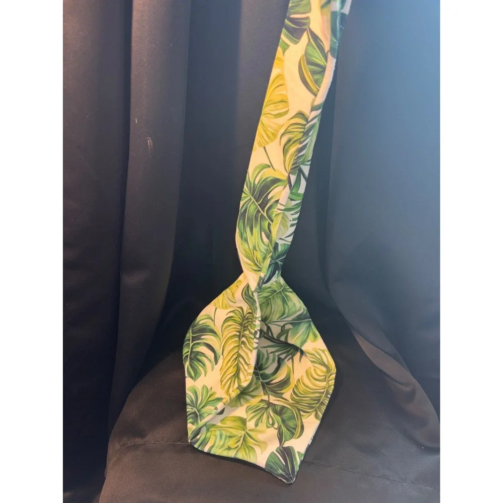 Tropical Monstera Leaf Print Knot Headband Green White Botanical Hair Accessory